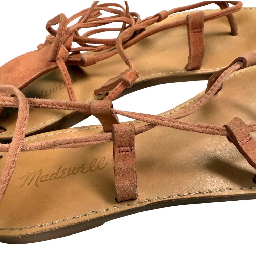 SIZE 9.5  Madewell The Boardwalk  Tan Leather Strappy Gladiator Sandals - Picture 6 of 9